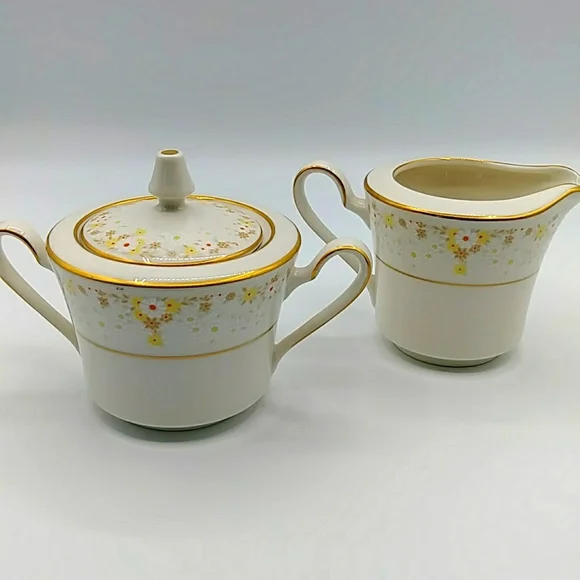 🎷HP! Noritake Ivory China, Creamer and Sugar Bowl "fragrance 7025". Japan - Picture 3 of 14